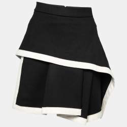 Pre Owned McQ by Alexander McQueen Black Wool Layered Asymmetric Skirt XS