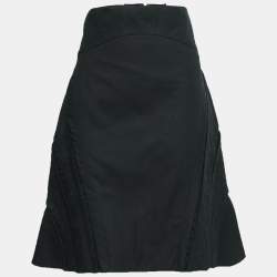 Pre Owned McQ by Alexander McQueen Black Cotton Structured A Line Skirt L