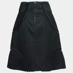 Pre Owned McQ by Alexander McQueen Black Cotton Structured A Line Skirt L