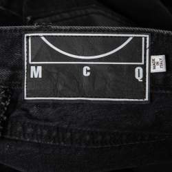 Pre Owned McQ by Alexander McQueen Black Denim & Faux Leather Jeans S Waist 28