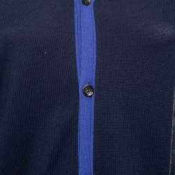 McQ by Alexander McQueen Blue Knit Button Front Long Sleeve Cardigan L