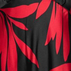 Pre Owned McQ By Alexander McQueen Black & Red Floral Print Satin Flare Sleeve Dress M