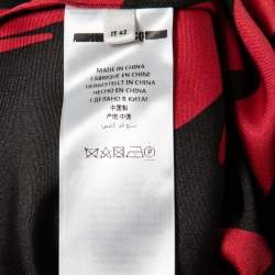 Pre Owned McQ By Alexander McQueen Black & Red Floral Print Satin Flare Sleeve Dress M