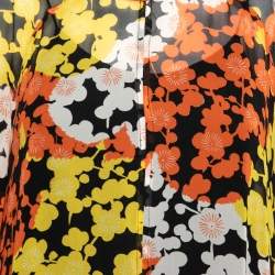 Pre Owned McQ by Alexander McQueen Black Floral Print Silk Midi Dress S