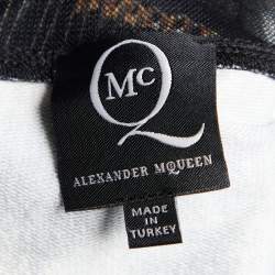 Pre Owned McQ by Alexander McQueen Black Safety Pin Print Knit Bodycon Dress L