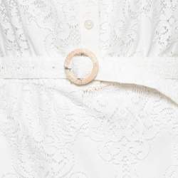 مملوكة مسبقًا McQ by Alexander McQueen Off White Lace Belted Button Front Dress M