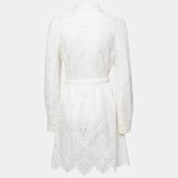 مملوكة مسبقًا McQ by Alexander McQueen Off White Lace Belted Button Front Dress M
