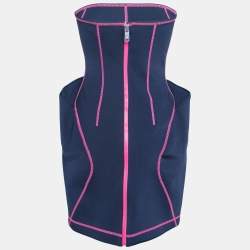 مملوكة مسبقًا McQ by Alexander McQueen Navy Blue Neoprene Bustier Dress M  