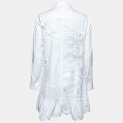 Pre Owned McQ by Alexander McQueen White Eyelet Embroidered Cotton Shirtdress S