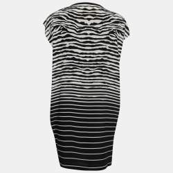 McQ by Alexander McQueen Black Striped Zipper Detail Midi Dress M