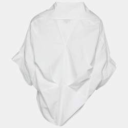 Pre Owned Alexander McQueen White Cotton Asymmetric Button Detail Oversized Shirt S