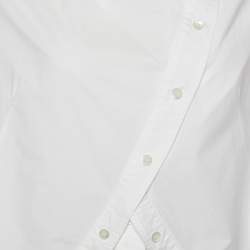 Pre Owned Alexander McQueen White Cotton Asymmetric Button Detail Oversized Shirt S