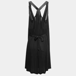 Pre Owned McQ by Alexander McQueen Black Jersey Cowl Neck Belted Dress S