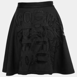 Pre Owned McQ by Alexander McQueen Black Jersey Embroidered Mini Skirt S