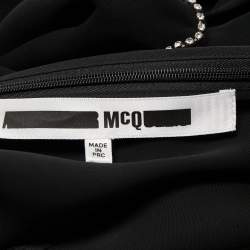 Pre Owned McQ by Alexander McQueen Black Crepe Rhinestone Embellished Cape Effect Midi Dress M