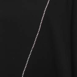Pre Owned McQ by Alexander McQueen Black Crepe Rhinestone Embellished Cape Effect Midi Dress M