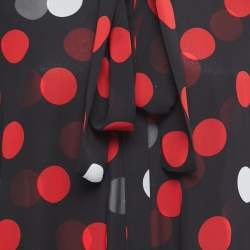 Pre Owned McQ by Alexander McQueen Black Polka Dotted Synthetic Button Front Maxi Dress M