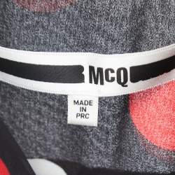 Pre Owned McQ by Alexander McQueen Black Polka Dotted Synthetic Button Front Maxi Dress M