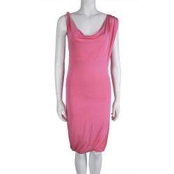 McQ By Alexander McQueen Pink Knit Draped Sleeveless Dress XS