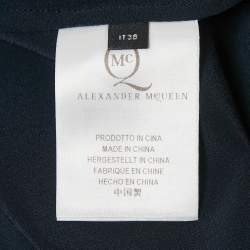 Pre Owned McQ by Alexander McQueen Navy Blue Zipper Detail Sleeve Oversized Blouse S