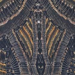 Pre Owned McQ by Alexander McQueen Black Printed Knit & Tulle Midi Dress M