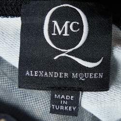 Pre Owned McQ by Alexander McQueen Black Printed Knit & Tulle Midi Dress M