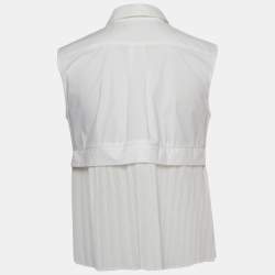 Pre Owned McQ by Alexander McQueen White Cotton Pleated Sleeveless Blouse S