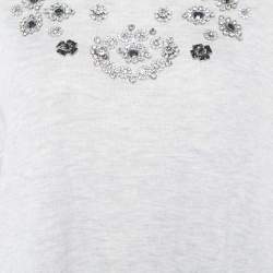 Pre Owned McQ by Alexander McQueen Grey Cotton Crystal Embellished Mini Dress M