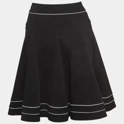 McQ by Alexander McQueen Black Contrast Piping Cotton Flared Mini Skirt S