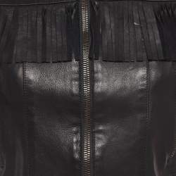Pre Owned McQ by Alexander McQueen Black Leather Fringe Detailed Vest S