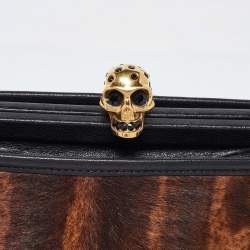 Pre Owned McQ by Alexander McQueen Brown/Black Leopard Print Calfhair Clutch