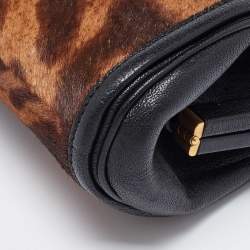 Pre Owned McQ by Alexander McQueen Brown/Black Leopard Print Calfhair Clutch