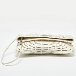 McQ by Alexander McQueen Off White Laser Cut Fold Over Clutch