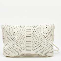 McQ by Alexander McQueen Off White Laser Cut Fold Over Clutch