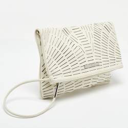 McQ by Alexander McQueen Off White Laser Cut Fold Over Clutch