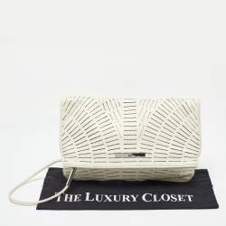 McQ by Alexander McQueen Off White Laser Cut Fold Over Clutch