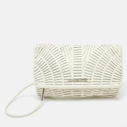 McQ by Alexander McQueen Off White Laser Cut Fold Over Clutch