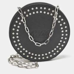 McQ by Alexander McQueen Black Leather Studded Round Chain Pouch