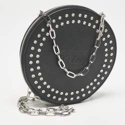 McQ by Alexander McQueen Black Leather Studded Round Chain Pouch