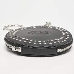 McQ by Alexander McQueen Black Leather Studded Round Chain Pouch