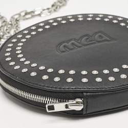 McQ by Alexander McQueen Black Leather Studded Round Chain Pouch