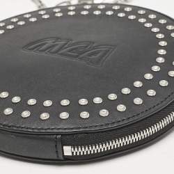 McQ by Alexander McQueen Black Leather Studded Round Chain Pouch