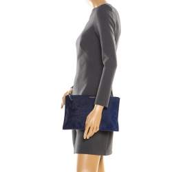 Pre Owned MCQ by Alexander McQueen Blue Calfhair Bullet Kicks Clutch