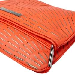 Pre Owned McQ by Alexander McQueen Neon Orange Laser Cut Fold Over Clutch