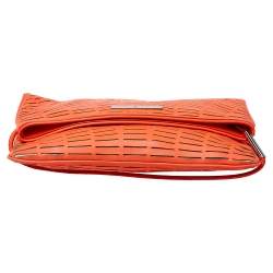 Pre Owned McQ by Alexander McQueen Neon Orange Laser Cut Fold Over Clutch