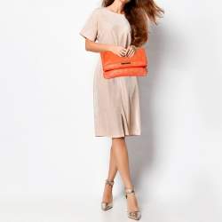 Pre Owned McQ by Alexander McQueen Neon Orange Laser Cut Fold Over Clutch