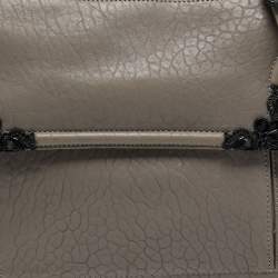 Pre Owned McQ by Alexander McQueen Grey Pebbled Leather Frame Flap Tote