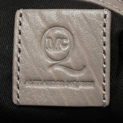 Pre Owned McQ by Alexander McQueen Grey Pebbled Leather Frame Flap Tote