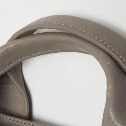 Pre Owned McQ by Alexander McQueen Grey Pebbled Leather Frame Flap Tote