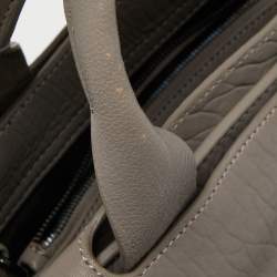 Pre Owned McQ by Alexander McQueen Grey Pebbled Leather Frame Flap Tote
